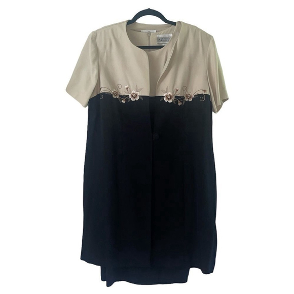 SL Fashions Dresses & Skirts - Sl FASHIONS | Vintage Women's Blue & Beige Rayon Top & Dress 2 Piece Set 16WP